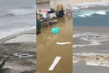 Lluvias arrastran vehículos hasta el mar en Baja California Sur